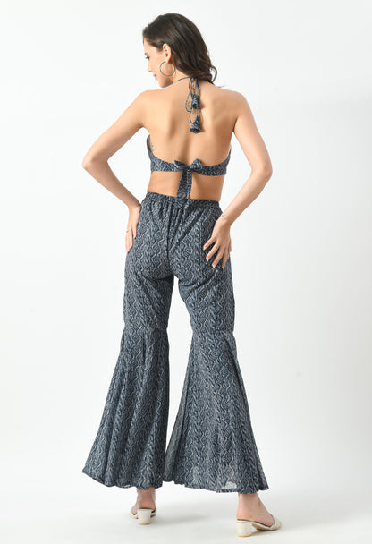 Isabella Black and Blue co- Ord Set with Bralette