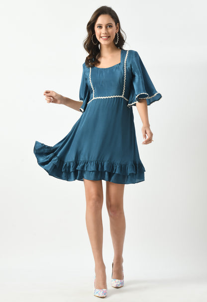 Azure Blue Dress with bell sleeves