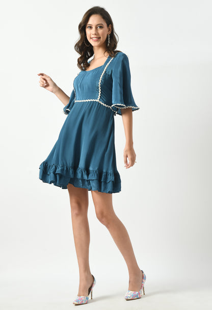 Azure Blue Dress with bell sleeves