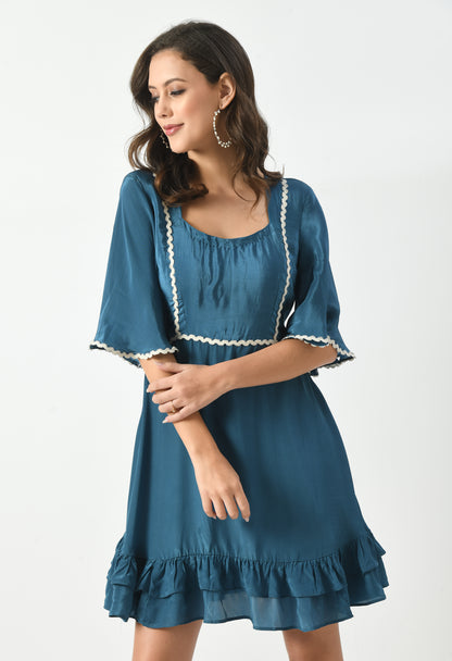 Azure Blue Dress with bell sleeves