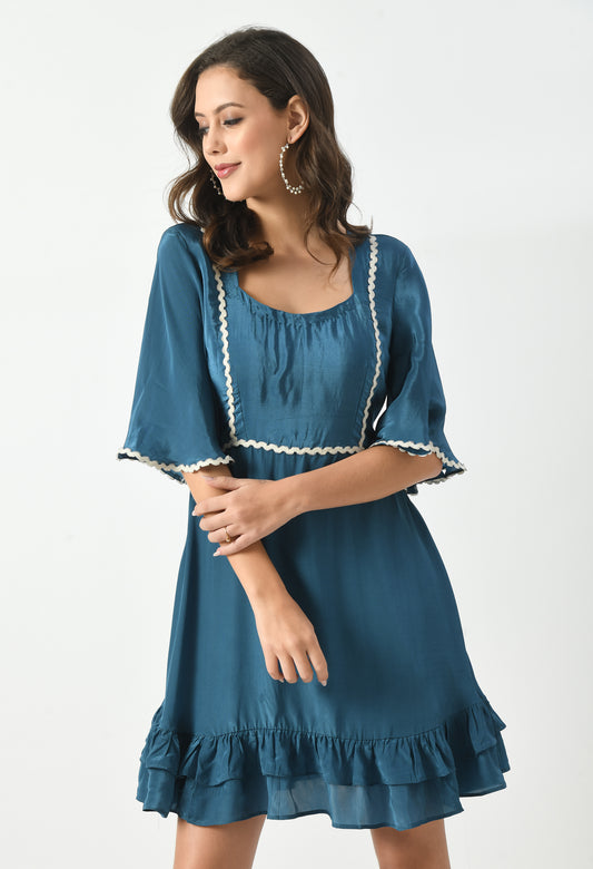 Azure Blue Dress with bell sleeves