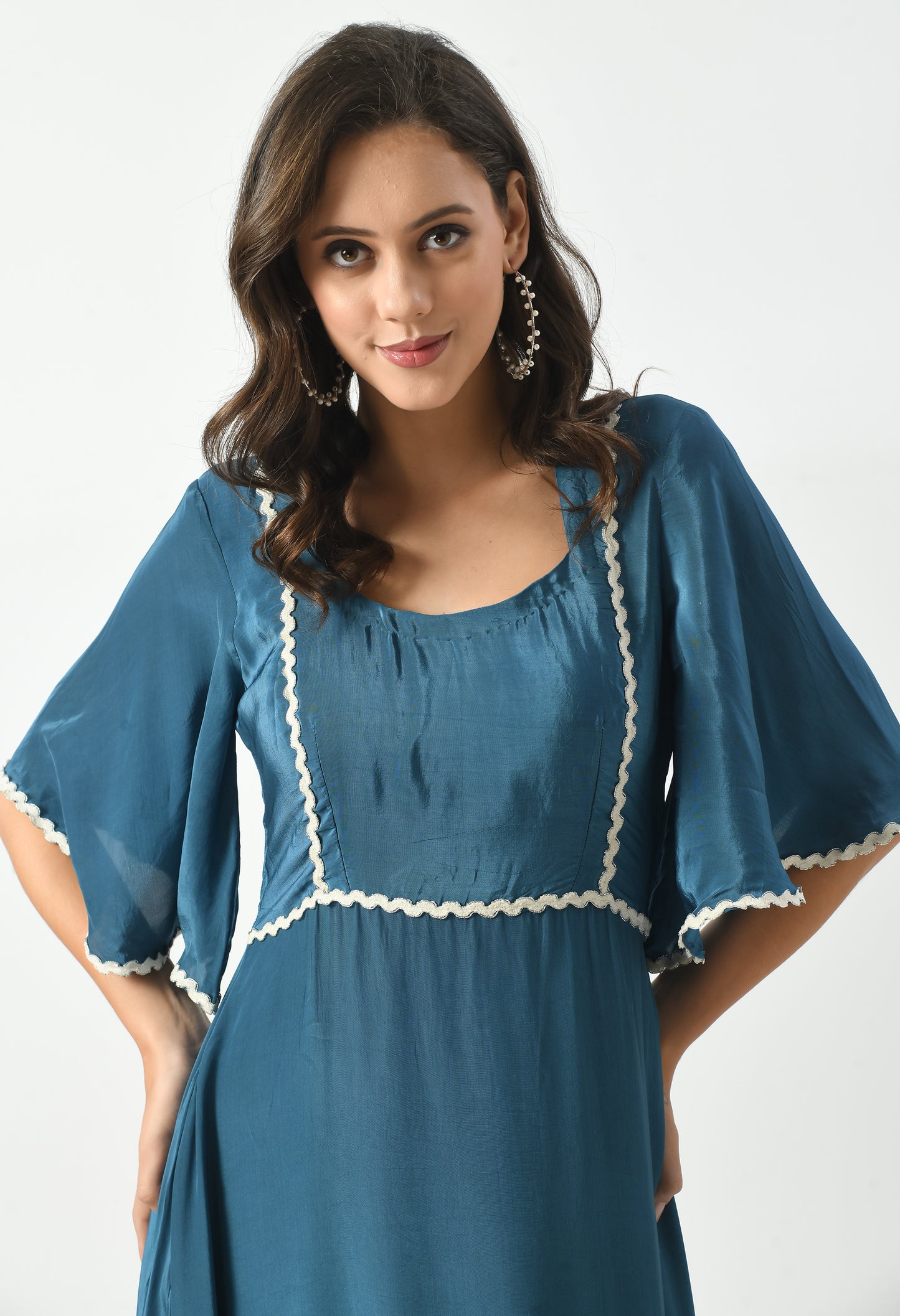 Azure Blue Dress with bell sleeves