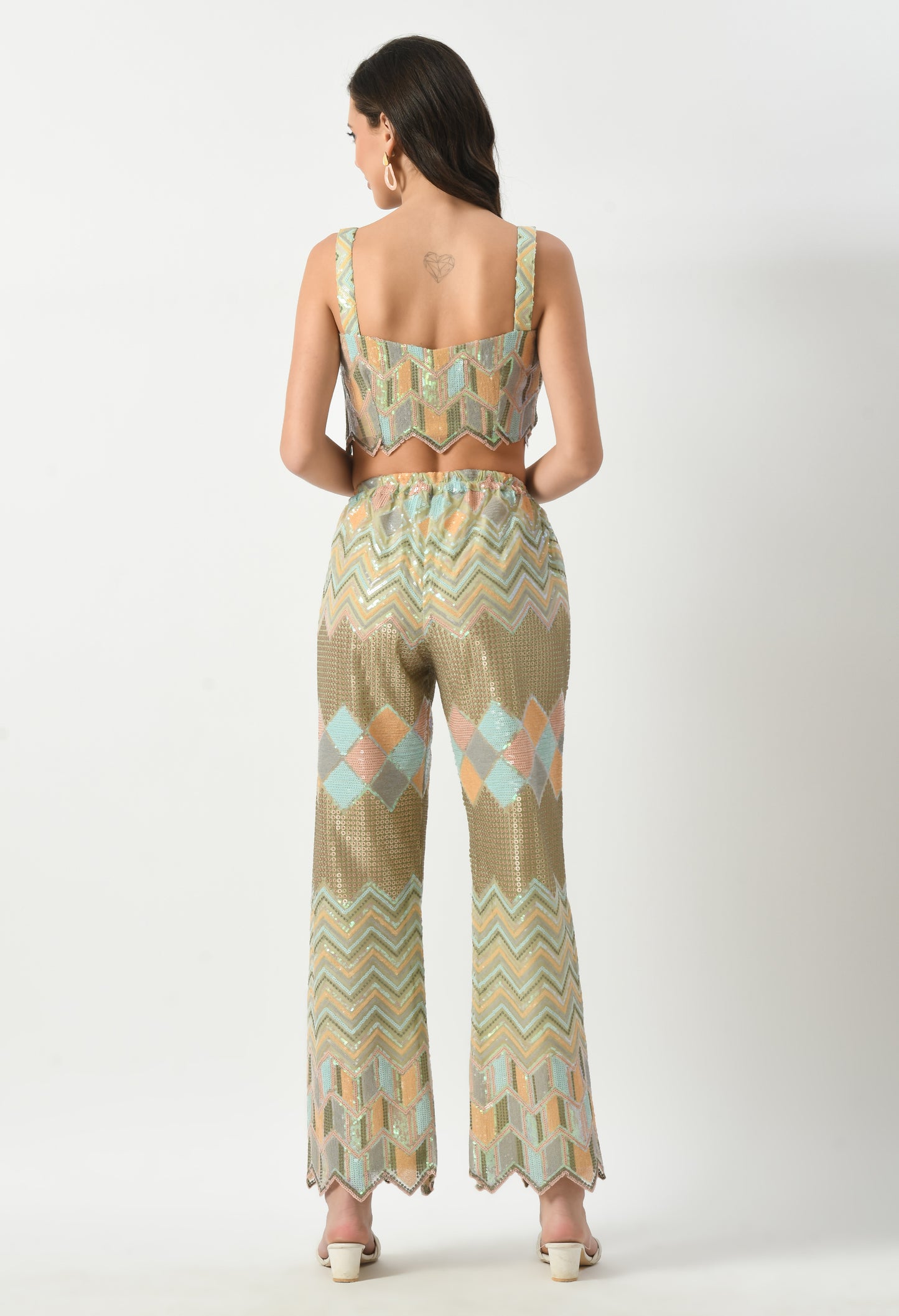 Starry Night Sequin Indo West Western Co-Ord Set