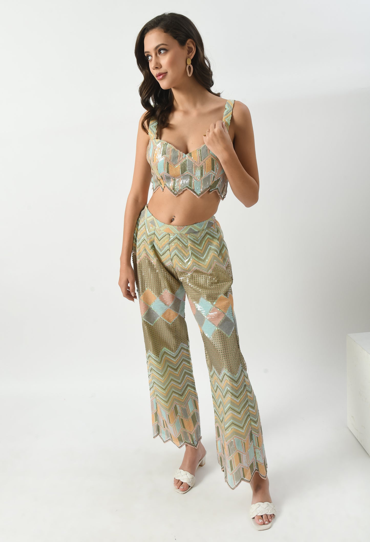 Starry Night Sequin Indo West Western Co-Ord Set