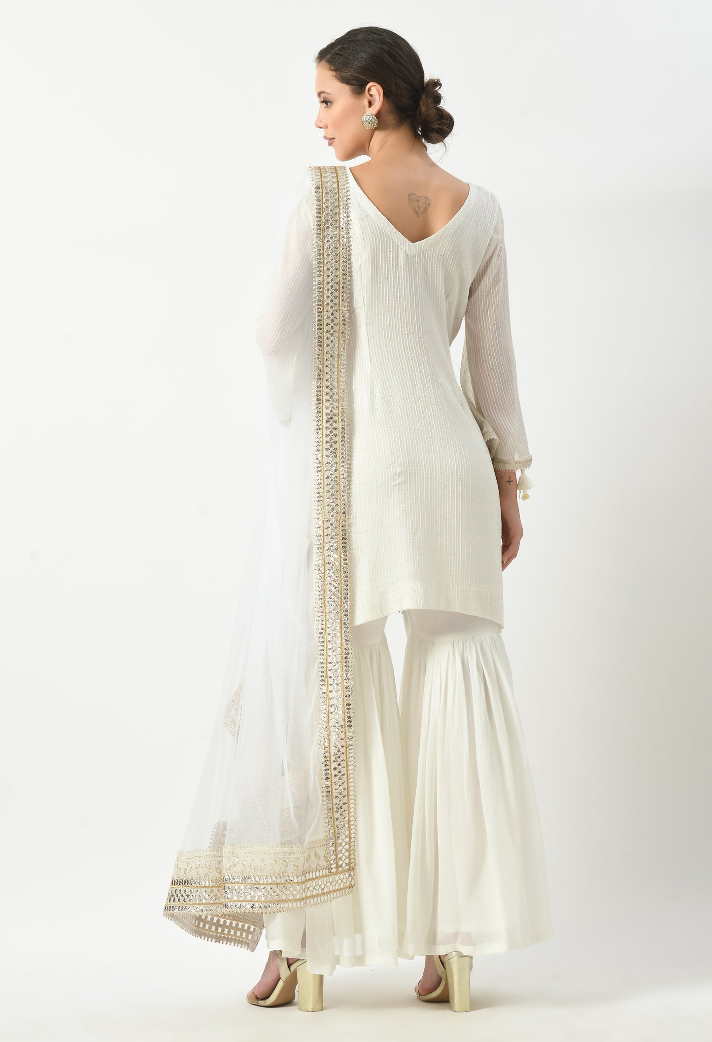 White Elegance Suit with Gharara