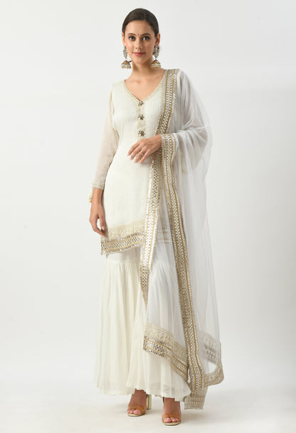 White Elegance Suit with Gharara