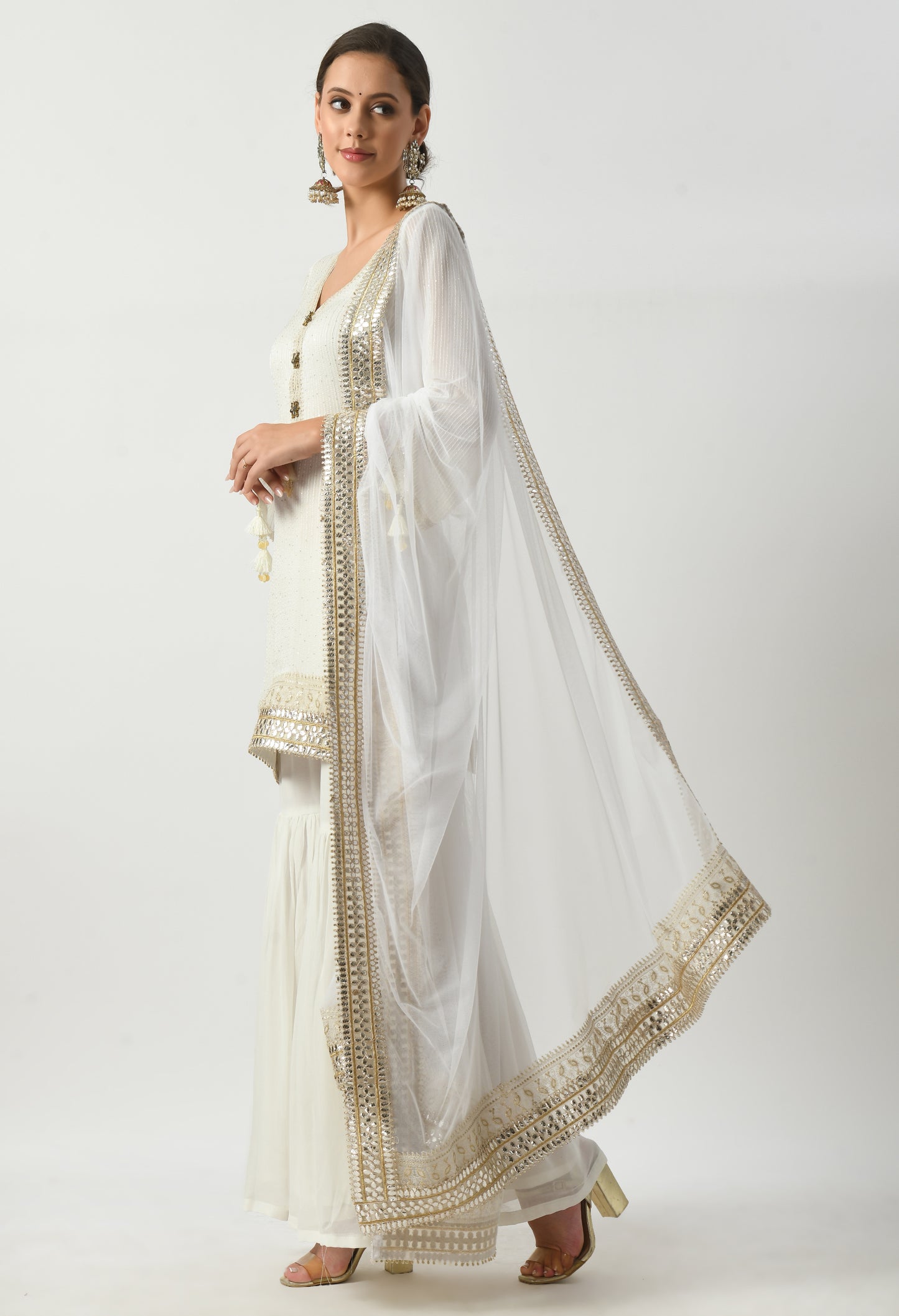 White Elegance Suit with Gharara