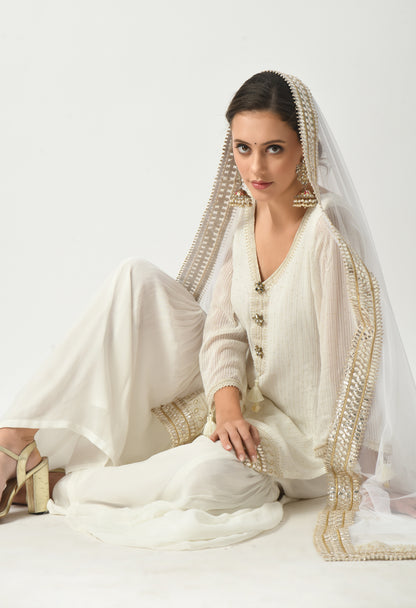 White Elegance Suit with Gharara