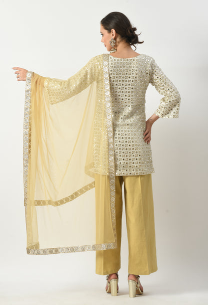 Golden Glow White Suit with Pants