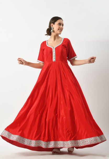 Ruby Red Anarkali Suit