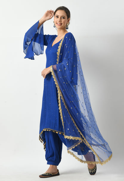 Sapphire Splendor Suit with Bell Sleeves