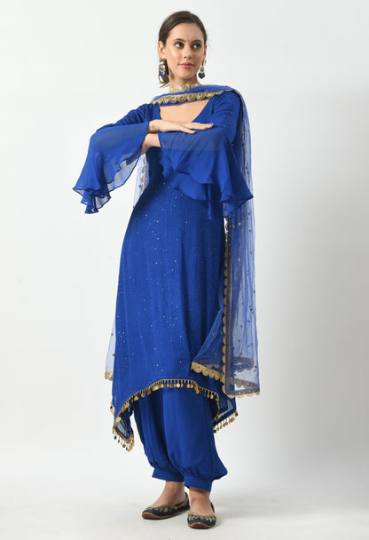 Sapphire Splendor Suit with Bell Sleeves