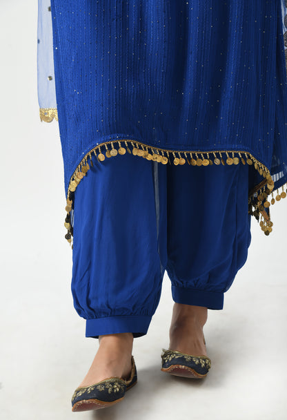 Sapphire Splendor Suit with Bell Sleeves