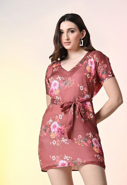 Brown Blossom Summer Dress