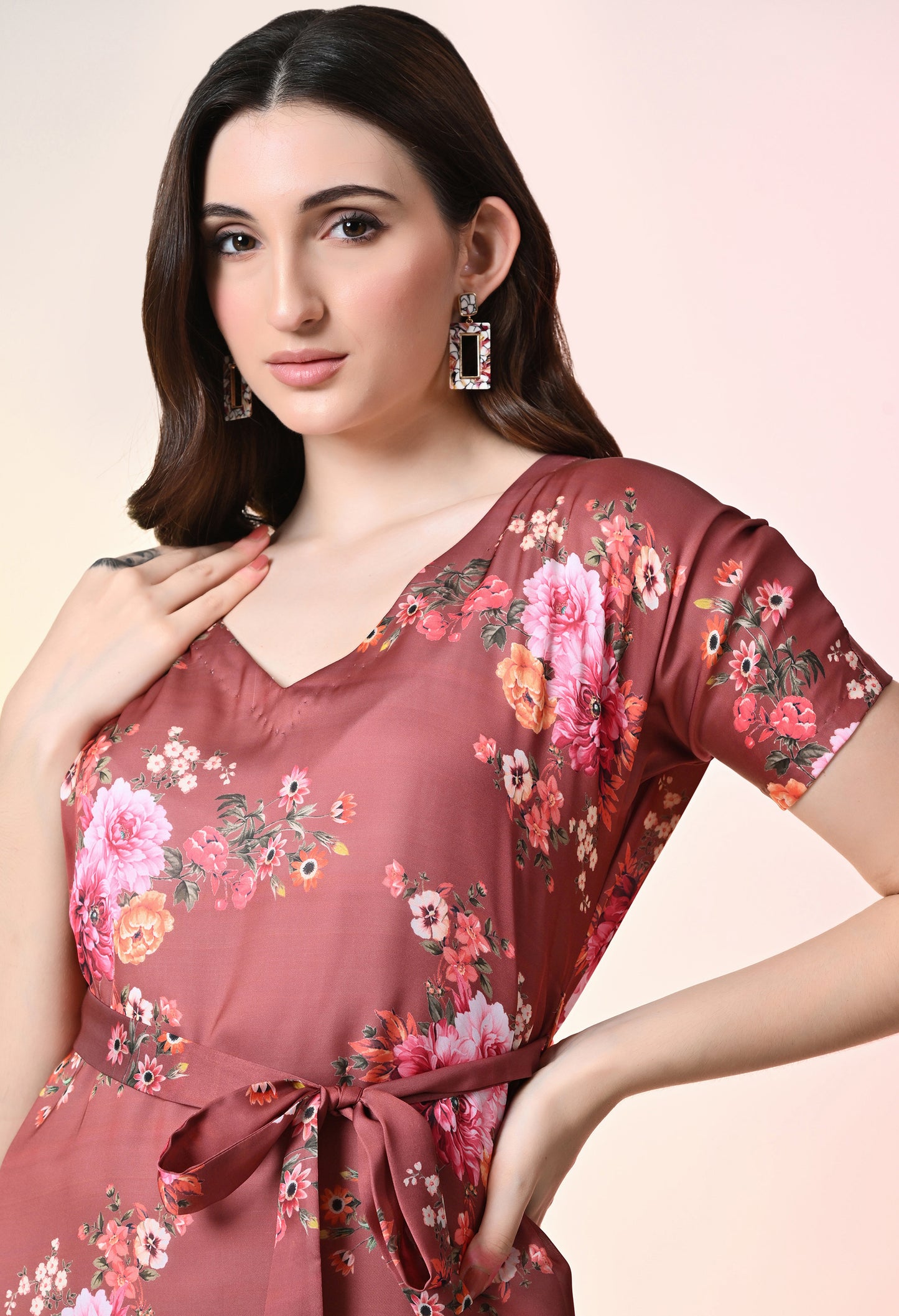 Brown Blossom Summer Dress